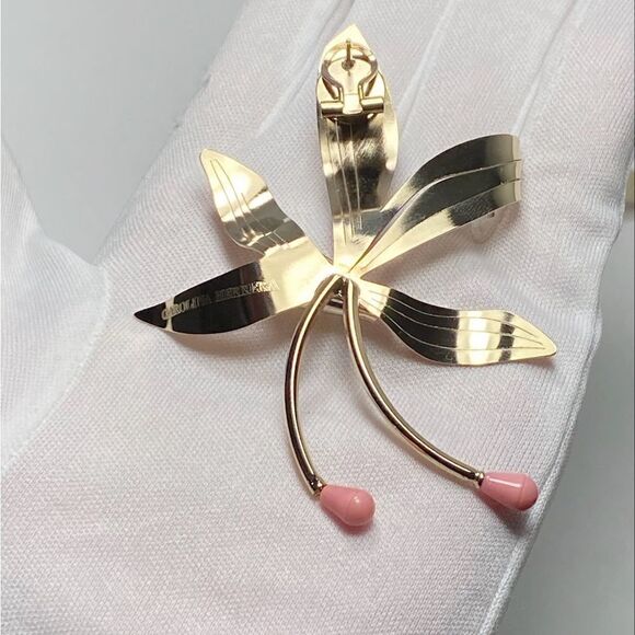 Carolina Herrera Goldtone Flower Earrings - Picture 6 of 9